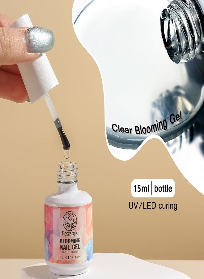 Fcozpjk Nail Blooming Gel, 15ML Clear Blooming Gel Polish for Spreading Effect with 1PCS Dotting Pen Watercolor Flowers Marble Ombre Aura Nail Design Home Manicure Salon Supplies Soak Off UV/LED Cure - Image 3